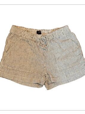 J. Crew Black and White Striped High-Waist Drawstring Shorts